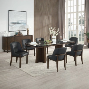 ACME Estella Marble Top Dining Room Set in Black