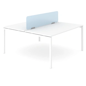 NARBUTAS Motion Electric Height Adjustable Office 2-Desk Bench w/Open Metal Leg, Panel Leg & 2 Grommets, 3 Level Columns