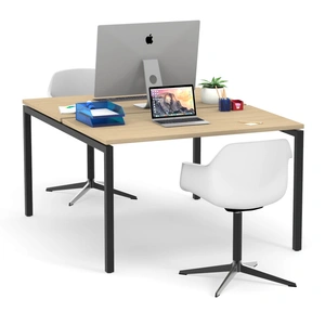 NARBUTAS Nova U 47.2-inch Metal Frame Office 2-Desk Bench