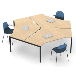 NARBUTAS Nova U Office 3-Desk Bench w/Metal Frame