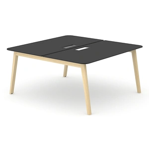 NARBUTAS Nova Wood HPL D56.7-inch Office 2-Desk Bench w/2 Grommets