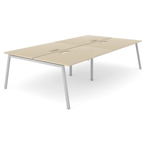 NARBUTAS Nova A D64.6-inch Rectangular Office 4-Desk Bench w/4 Grommets