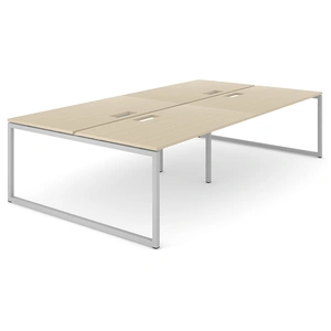 NARBUTAS Nova O D64.6-inch Rectangular Office 4-Desk Bench w/4 Grommets