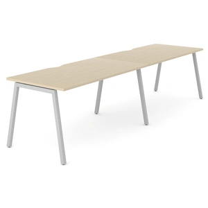 NARBUTAS Nova A D31.5-inch Rectangular Single Row Office 2-Desk Bench w/2 Scallops