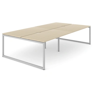 NARBUTAS Nova O D56.7-inch Rectangular Office 4-Desk Bench w/4 Scallops