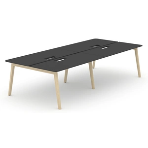 NARBUTAS Nova Wood HPL D64.6-inch Office 4-Desk Bench w/4 Grommets
