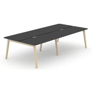 NARBUTAS Nova Wood HPL D56.7-inch Office 4-Desk Bench w/4 Scallops