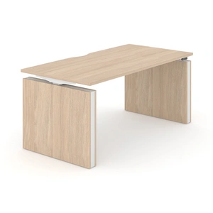 NARBUTAS Motion Electric Height Adjustable Office Desk w/Panel Legs & Cut-Out (Scallop) for Wire Management, 2 Level Columns