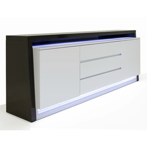 Sharelle Furnishings Domino 3-Drawer 2-Door Buffet, Gray Oak/Gray Lacquer