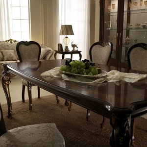ESF Furniture Donatello Classic Rectangular Wood Extendable Dining Table, Walnut