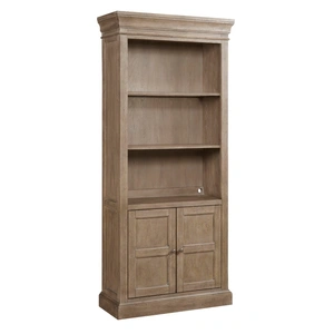 Hammary Donelson Wood Bookcase w/3 Open Shelves & 2 Doors, Vintage Natural