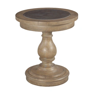 Hammary Donelson Round Bluestone/Wood End Table, Vintage Natural