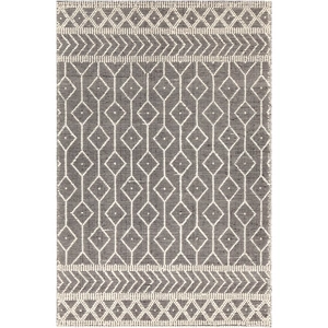 Chandra Doris Wool/Cotton Rectangular Hand-woven Rug, Black/Ivory