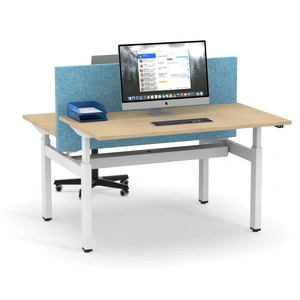 NARBUTAS Motion 70.8-inch Electric Adjustable Office 2-Desk Bench w/2 Level Columns & Metal Legs