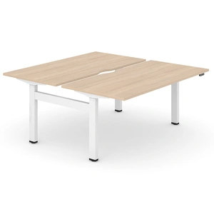 NARBUTAS Motion Electric Height Adjustable Office 2-Desk Bench w/Cut-Out (scallop) for Wire Management, 2 Level Columns