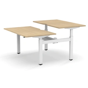 NARBUTAS Motion 55.1-inch Electric Adjustable Office 2-Desk Bench w/2 Level Columns & Metal Legs