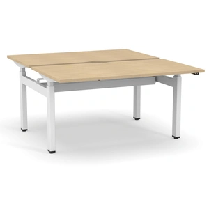 NARBUTAS Motion 62.9-inch Electric Adjustable Office 2-Desk Bench w/3 Level Columns & Metal Legs