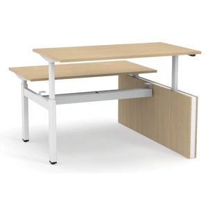 NARBUTAS Motion 55.1-inch Electric 2 Columns Adjustable Office 2-Desk Bench w/One Open Metal Leg