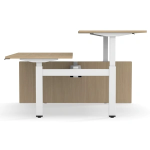 NARBUTAS Motion 55.1-inch Electric 2 Columns Adjustable Office 2-Desk Bench w/One Open Metal Leg