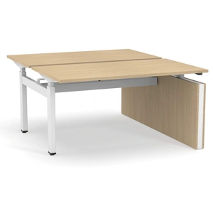NARBUTAS Motion 62.9-inch Electric 2 Columns Adjustable Office 2-Desk Bench w/One Open Metal Leg