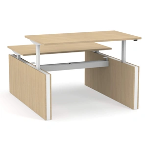 NARBUTAS Motion 55.1-inch Electric 2 Columns Adjustable Office 2-Desk Bench w/Panel Legs