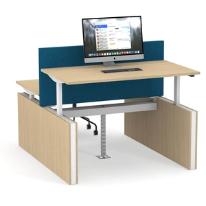 NARBUTAS Motion 55.1-inch Electric 2 Columns Adjustable Office 2-Desk Bench w/Panel Legs