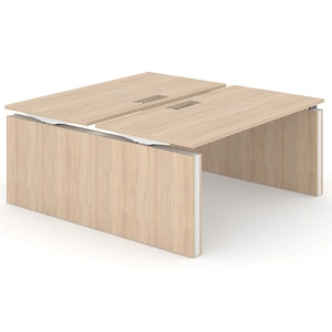 NARBUTAS Motion Electric Height Adjustable Office 2-Desk Bench w/Panel Legs & 2 Grommets, 2 Level Columns