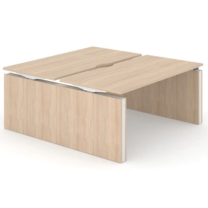 NARBUTAS Motion Electric Height Adjustable Office 2-Desk Bench w/Panel Legs & Cut-Out (scallop) for Wire Management