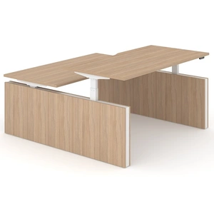 NARBUTAS Motion 70.8-inch Electric 3 Columns Adjustable Office 2-Desk Bench w/Panel Legs