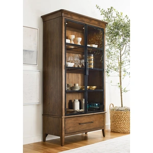 Kincaid Abode Gillian Wood/Glass Display Cabinet w/2 Doors & Drawer, Brown