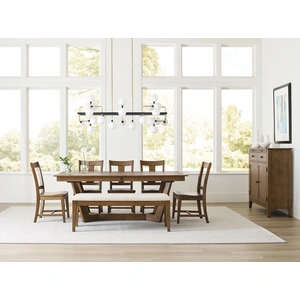 Kincaid Kafe W80-inch Rectangular Wood Trestle Extendable Dining Room Set