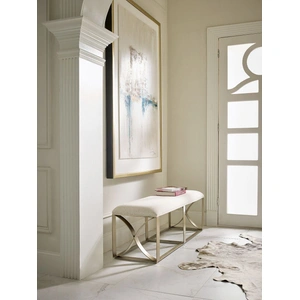 American Drew Lenox Fabric/Metal Bench, Alabaster