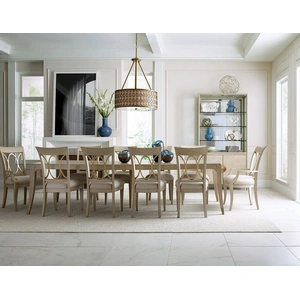 American Drew Lenox Terrace Wood/Metal Extendable Dining Room Set, Alabaster