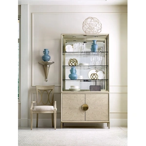 American Drew Lenox Baltic Wood/Metal Cabinet w/4 Doors, Alabaster