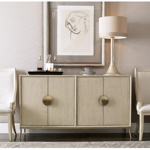 American Drew Lenox Laguna Wood/Metal Credenza w/4 Doors, Alabaster