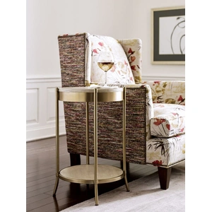 American Drew Lenox Round Wood/Metal Martini Table, Alabaster
