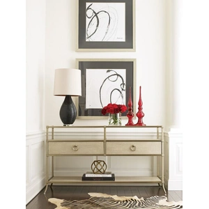 American Drew Lenox Monaco Glass/Wood/Metal Coffee Table Set, Alabaster