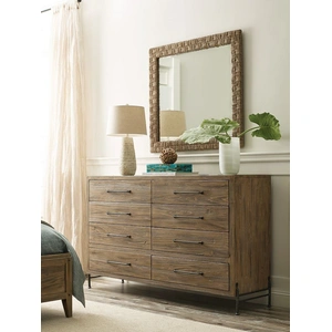 Kincaid Modern Forge Rectangular Wood Woven Mirror, Sandy Brown