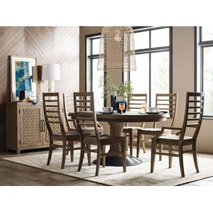 Kincaid Modern Forge Lindale Round Wood Extendable Dining Room Set, Sandy Brown