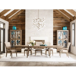 Kincaid Modern Forge Laredo Rectangular Wood Extendable Dining Room Set, Sandy Brown