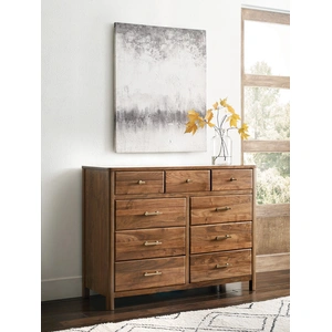 Kincaid Monogram Flat Top Wood Dresser w/9 Drawers, Brown