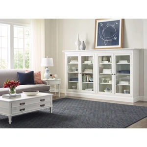Hammary Structures Wood/Glass Quad Mid Height Display Cabinet w/4 Doors, Pure White