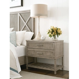 American Drew West Fork Jacksonville Fabric/Wood Panel Bedroom Set, Aged Taupe