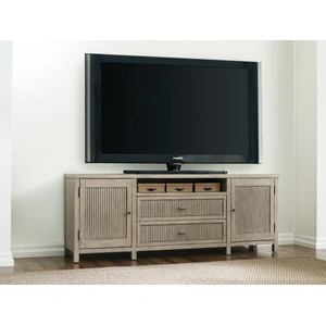 American Drew West Fork Merit Wood Media Cabinet w/2 Doors & 2 Drawers, Aged Taupe/Beige