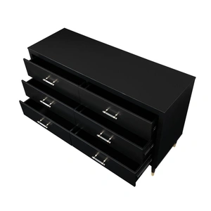 Manhattan Comfort Stanton Wood Double Dresser w/6 Full Extension Drawers in Black