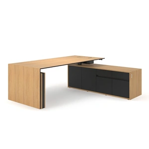 NARBUTAS Motion Executive Height Adjustable Desk w/Fixed Pedestal, Grommet & Box for Power Socket