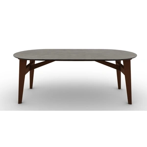 Calligaris Abrey W78.7-inch Ceramic/Wood Customizable Oval Dining Table