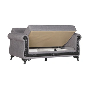 Kilim SM Breda Fabric Storage Sleeper Loveseat with Wood Trim