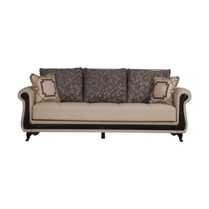 Kilim SM Breda Fabric Storage Sleeper Sofa with Wood Trim, Beige