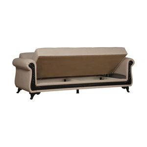 Kilim SM Breda Fabric Storage Sleeper Sofa with Wood Trim, Beige